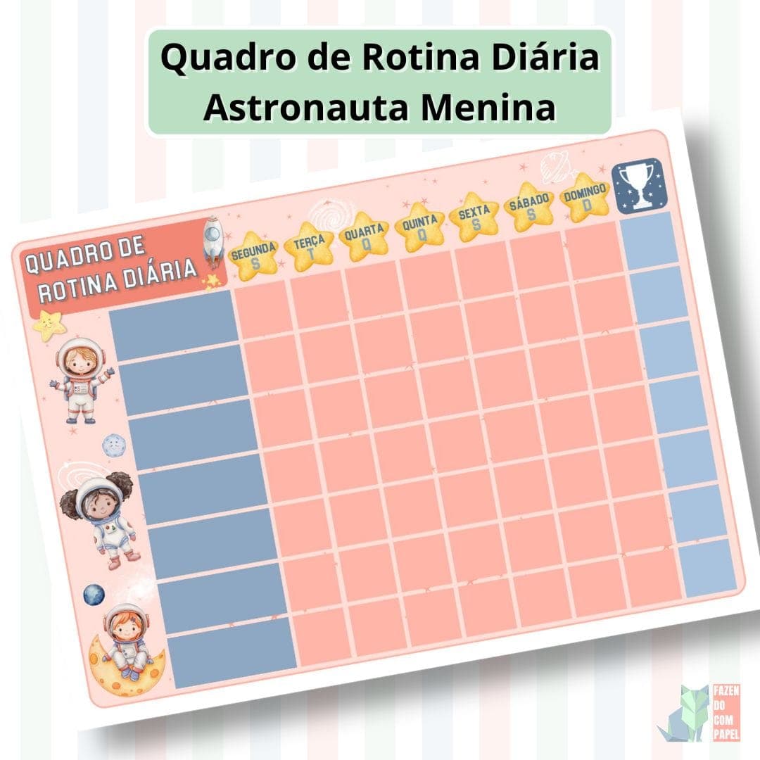 Quadro de Rotina Diária - Astronauta Menina — imagem 3