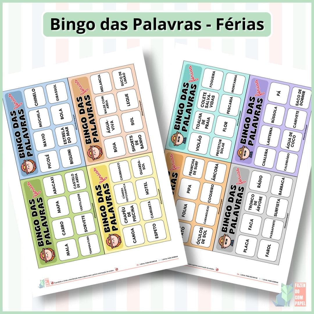 Bingo das Palavras - Férias — imagem 3
