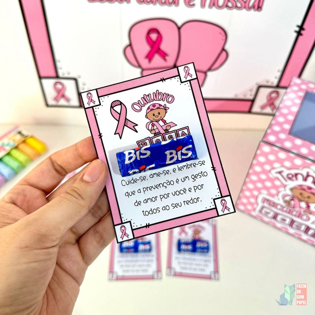 Kit Outubro Rosa - Cartaz, Caixa e Lembrancinha — imagem 4